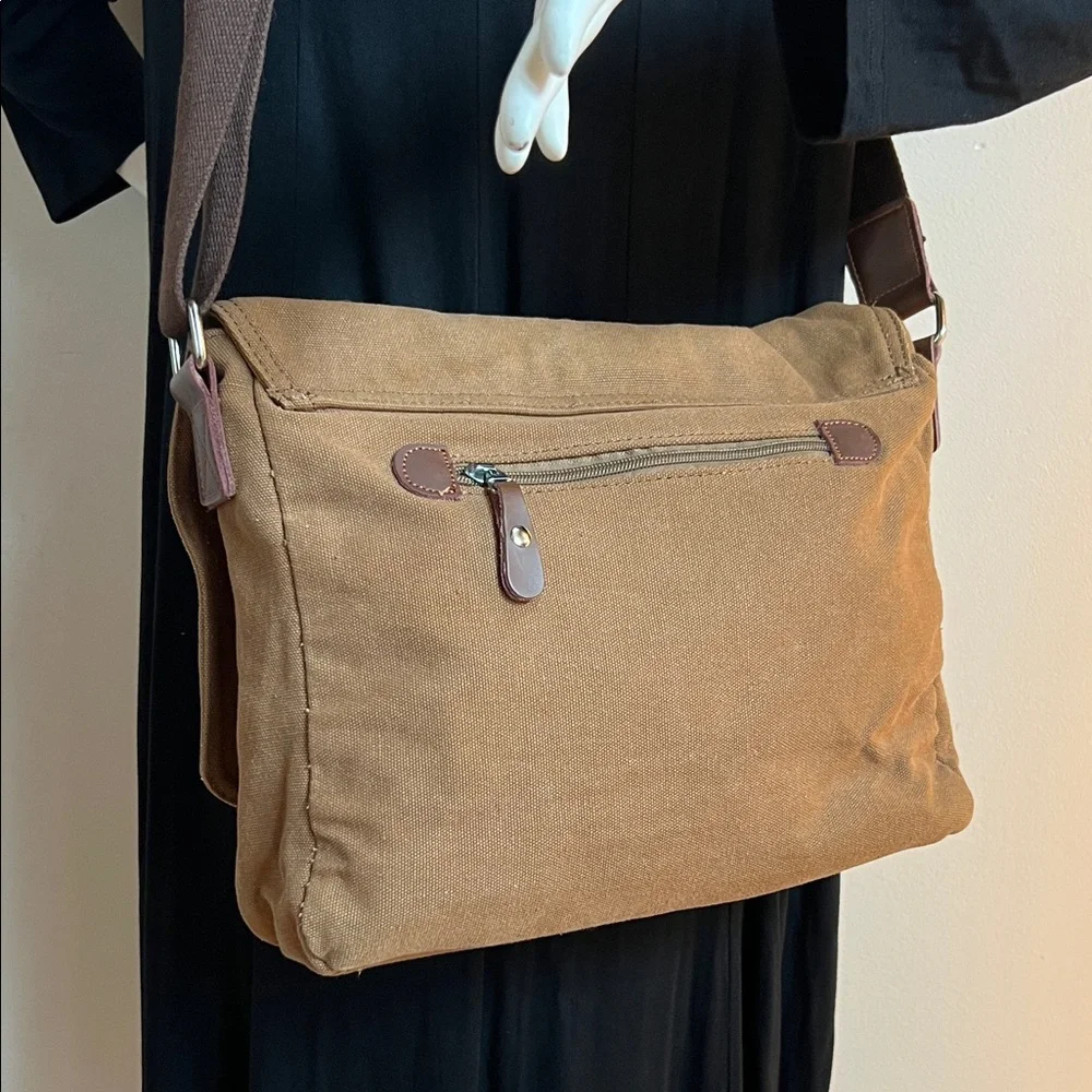 Augur Canvas Messenger Bag with leather accents rugged casual